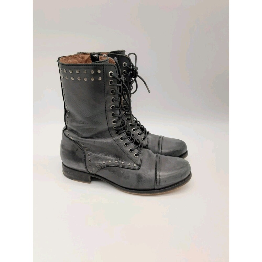 Diesel Size 38 The Wild Land Arthik Boots Studded Gray Distressed Leather Moto